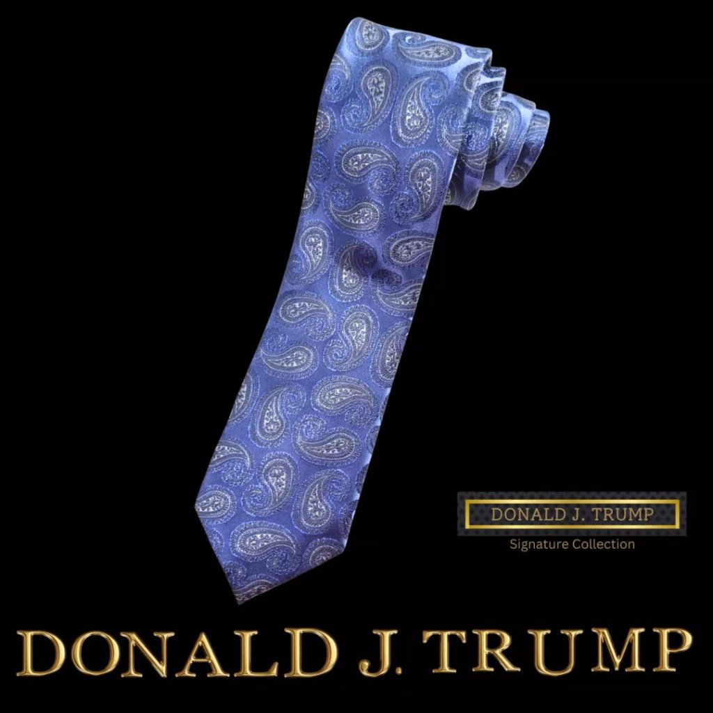 Donald Trump Signature Collection Necktie Blue Paisley Silk W/ Tie Gift Box New